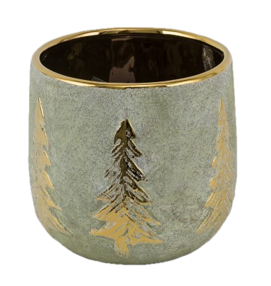 Feuillazur Rungis Contenants Cache-pot vert sapin doré 15x15x14 cm