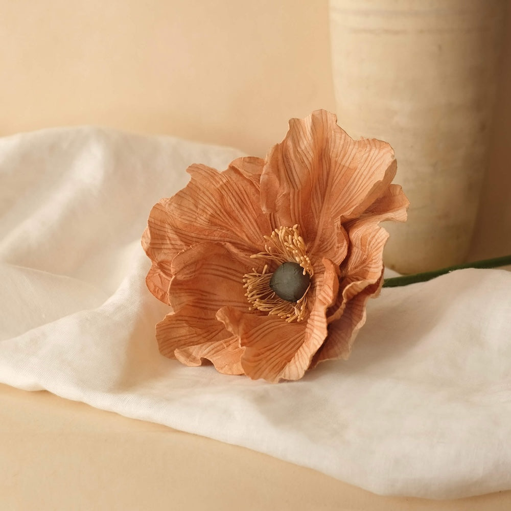 Flowrette Fleurs en papier Grand pavot fleur beige x1