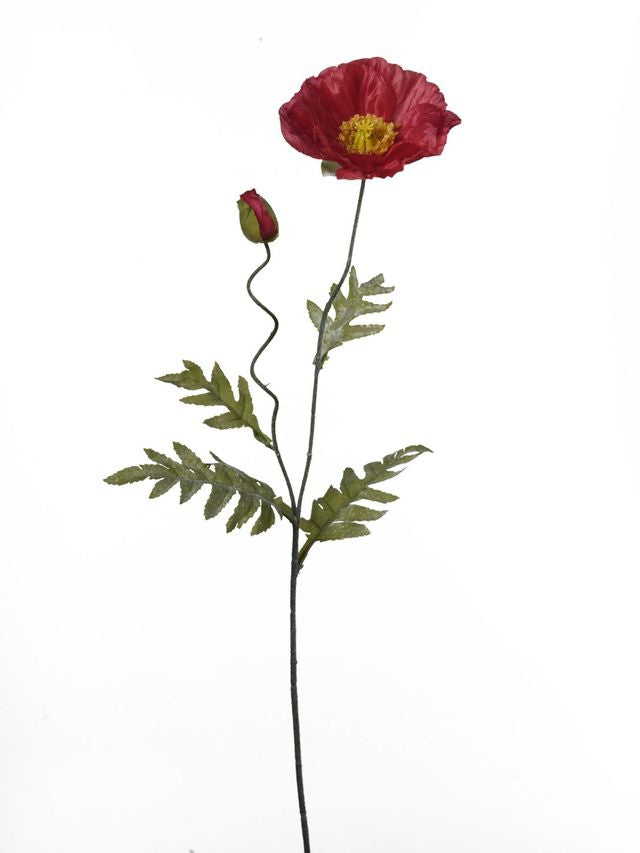 Feuillazur Rungis Pavot 2 fleurs artificielle rouge 70 cm