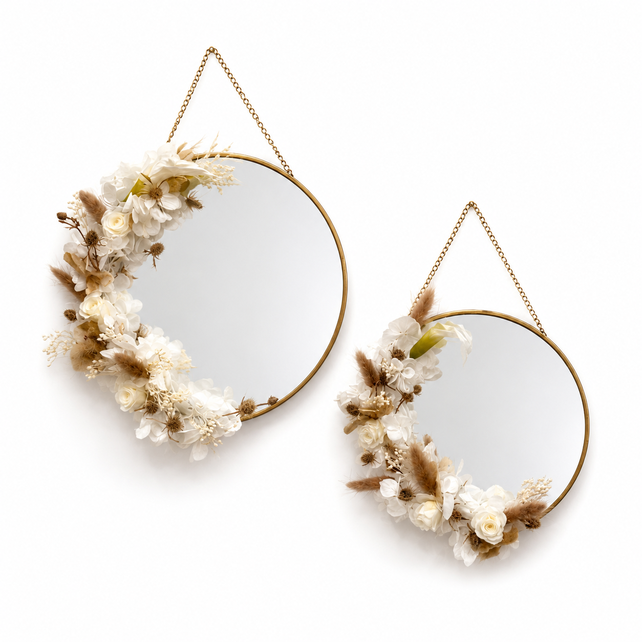 Ateliers Ouchamp Rue Irinée lot 2 miroirs fleuris doré stabilisé