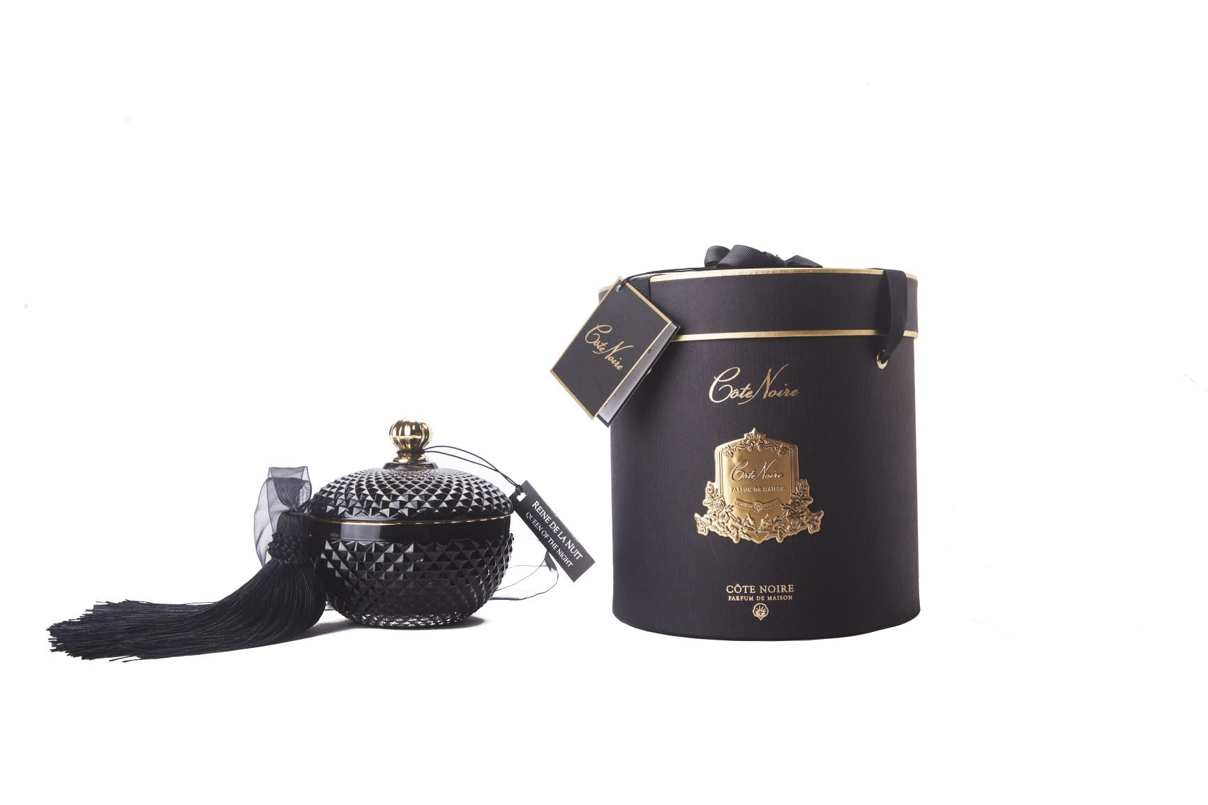 Côte Noire Art Deco GML30004 bougie ronde noire et or 300g