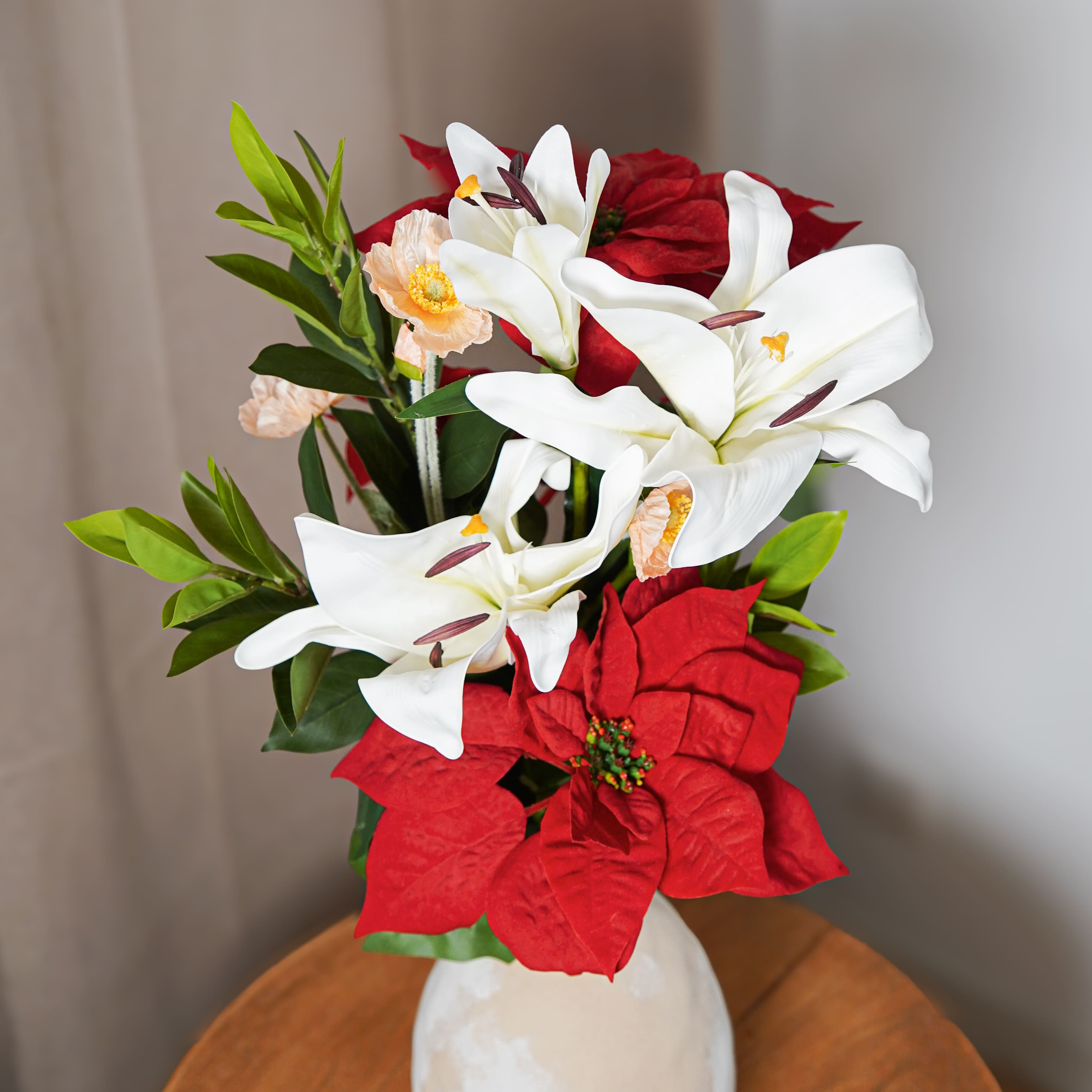 Flowrette Célestine bouquet artificiel blanc corail Noël
