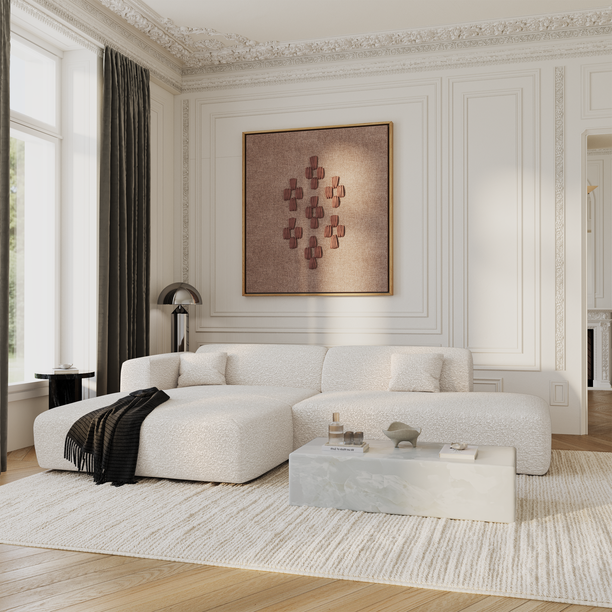 Sia Home Myra canapé angle gauche ouvert crème