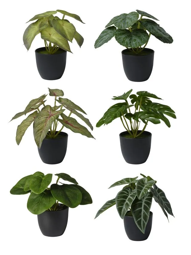 Feuillazur Rungis Leaf en pot plante artificielle multicolore 17 cm