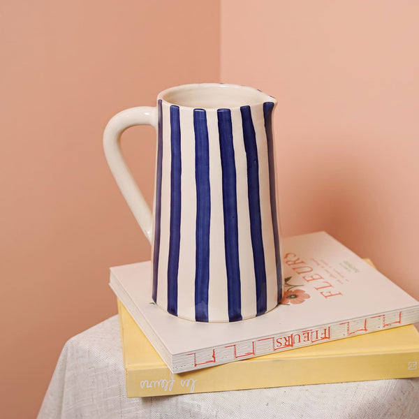 Flowrette carafe rayée bleue vase céramique artisanale