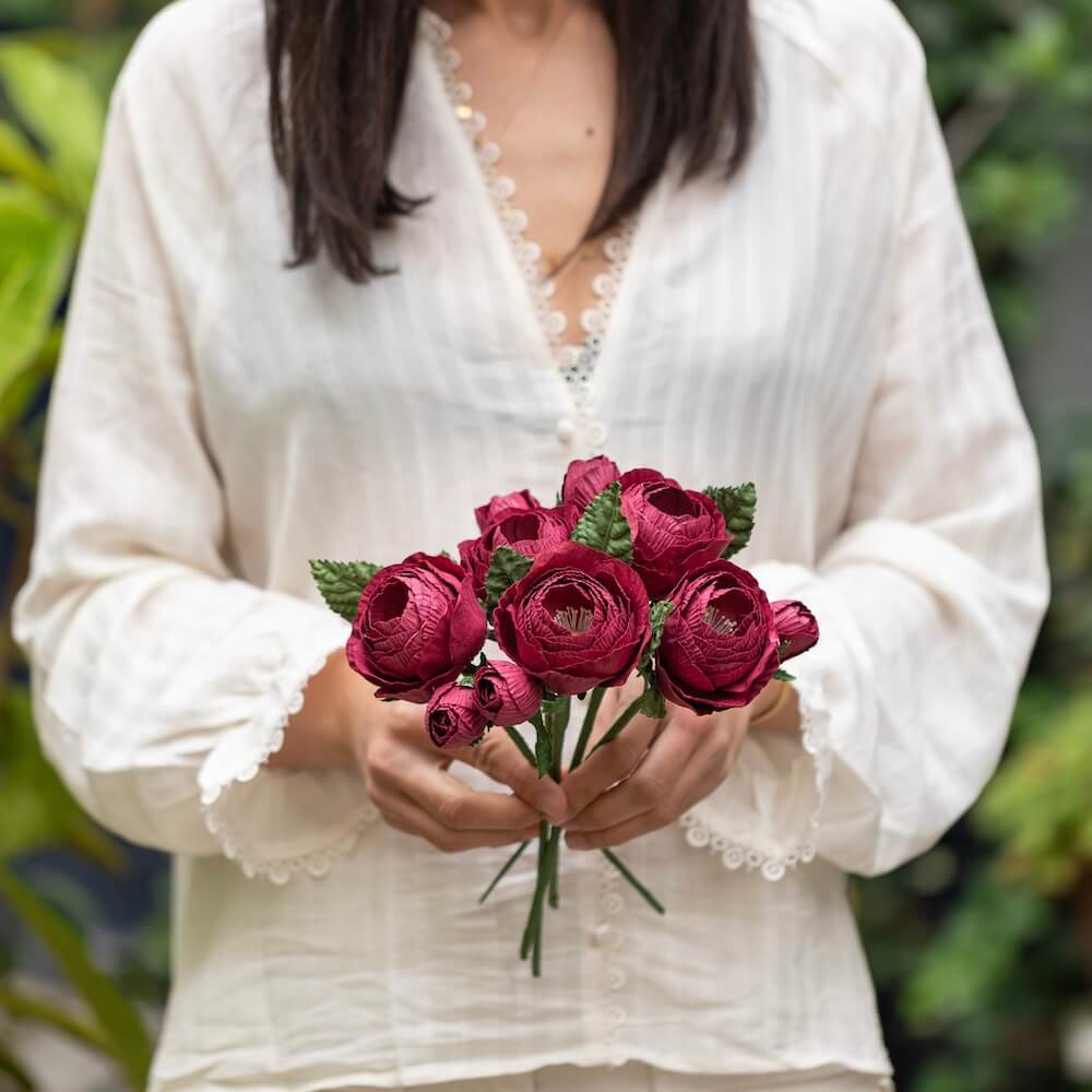 Flowrette Rose Queen x1 fleur papier bordeaux