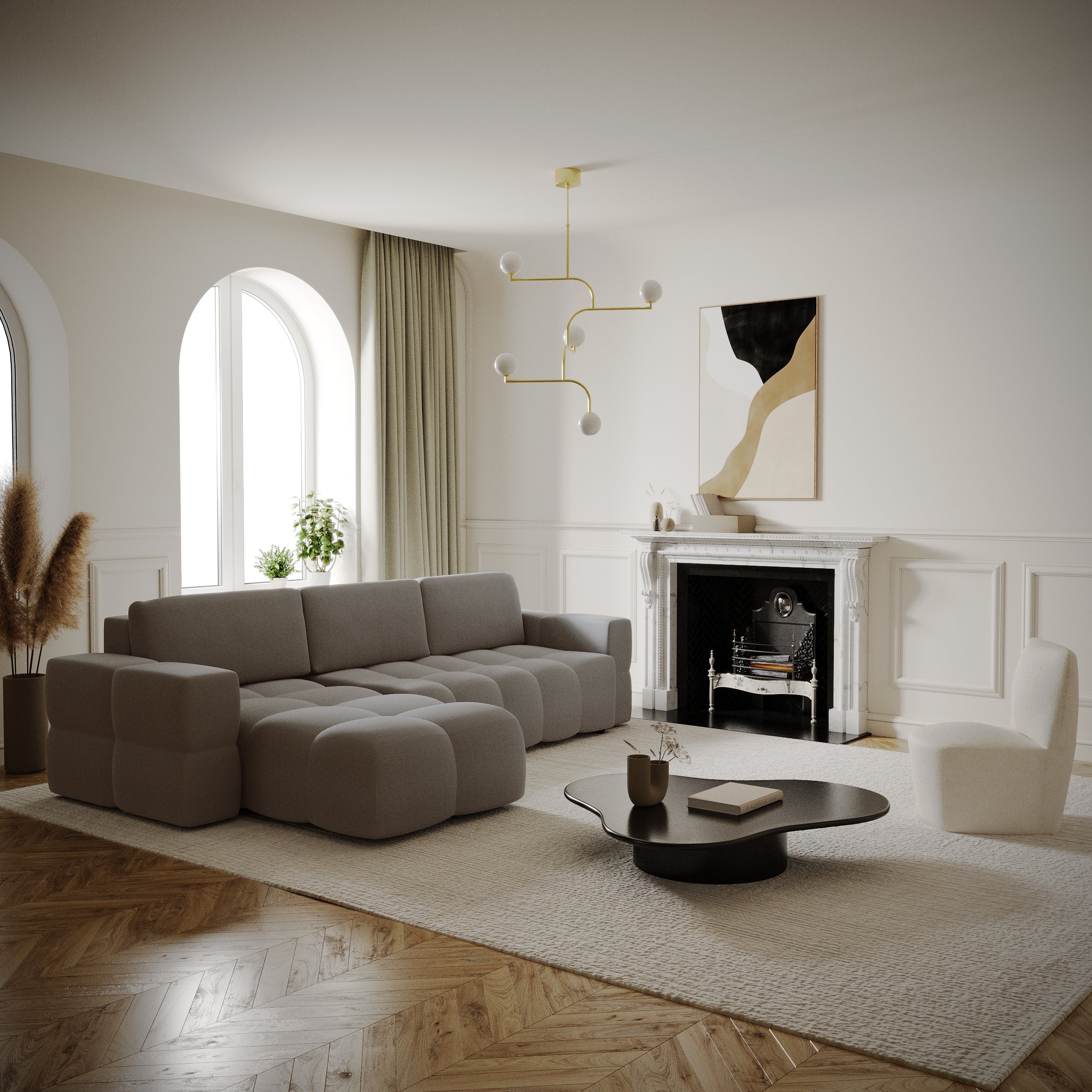 Sia Home Gabriel canapé convertible angle droit taupe 5 places