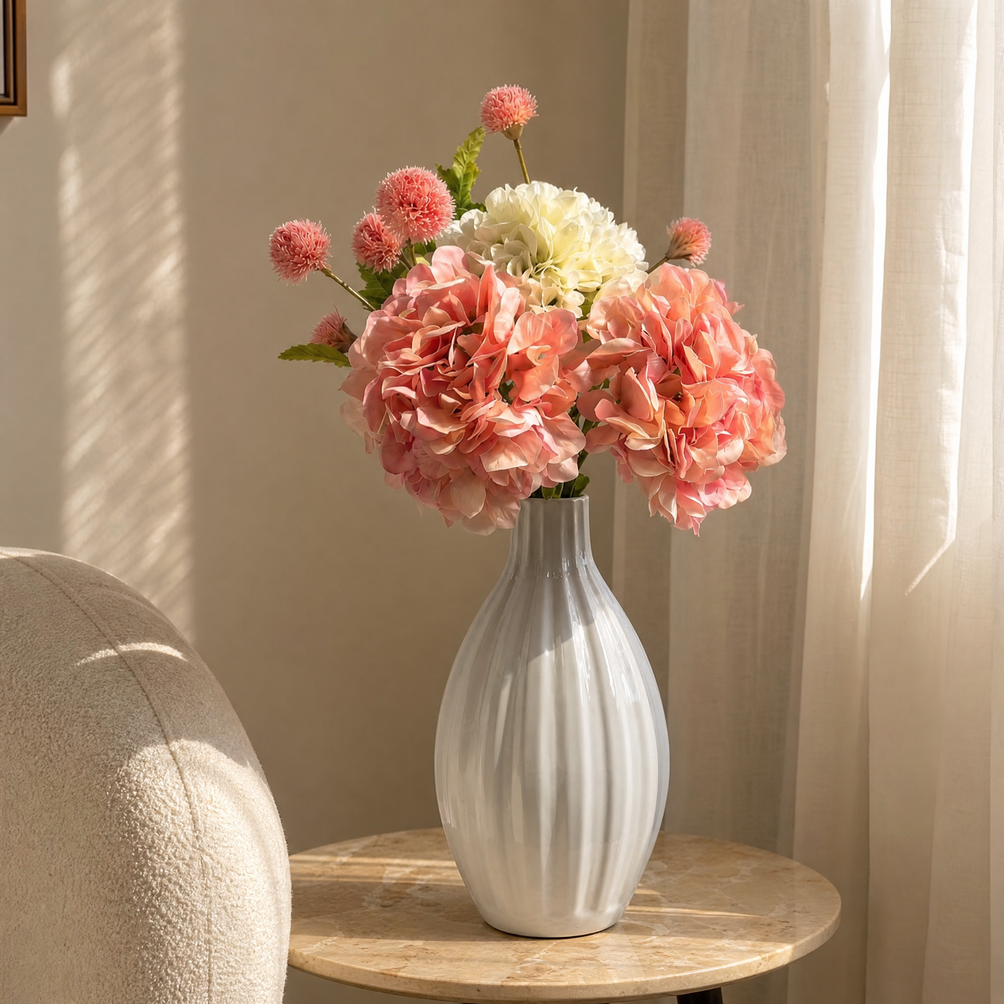 Sia Home Bouquets Artificiels Hortensias roses bouquet 5 tiges