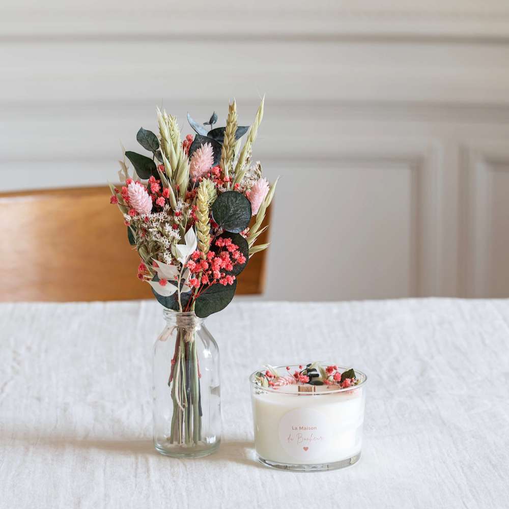 Flowrette Décoration coffret Maison du Bonheur bouquet