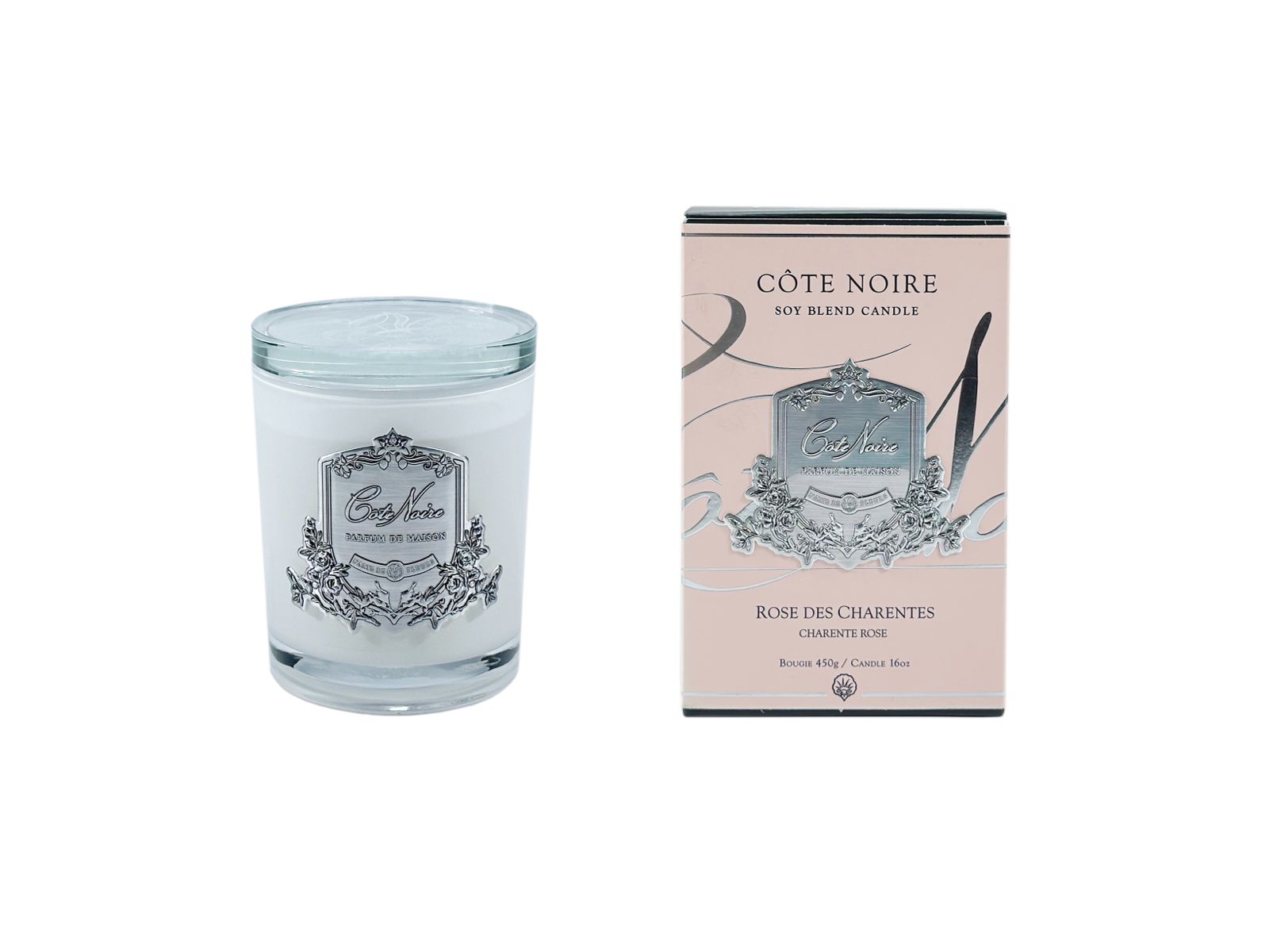 Côte Noire Soy Blend bougie parfumée Charente Rose 450g