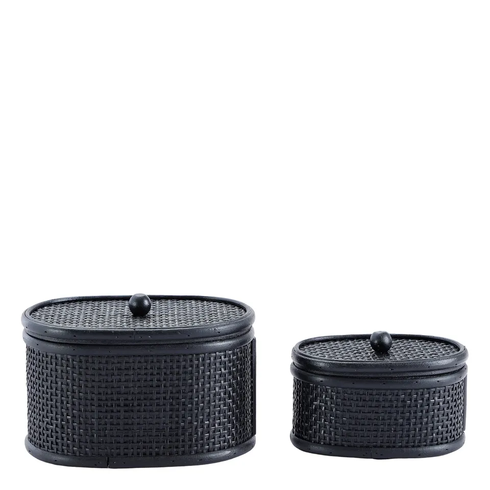 Sia Home Rangements Boîtes rotin Mila noires lot 2
