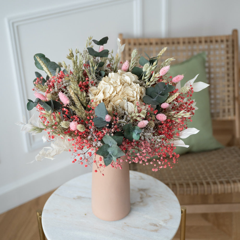 Flowrette Hector bouquet fleurs sechees stabilisees rose S