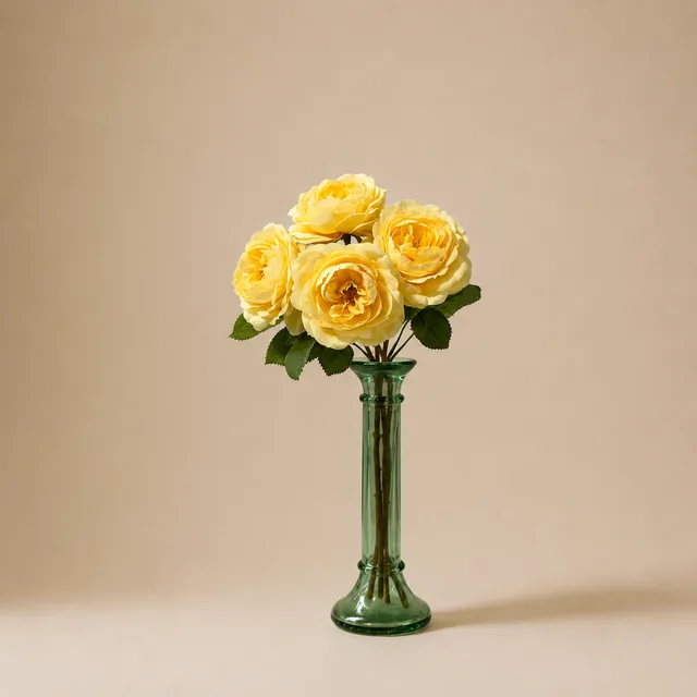 Sia Bouquets Artificiels bouquet roses jaunes 4 tiges 33 cm