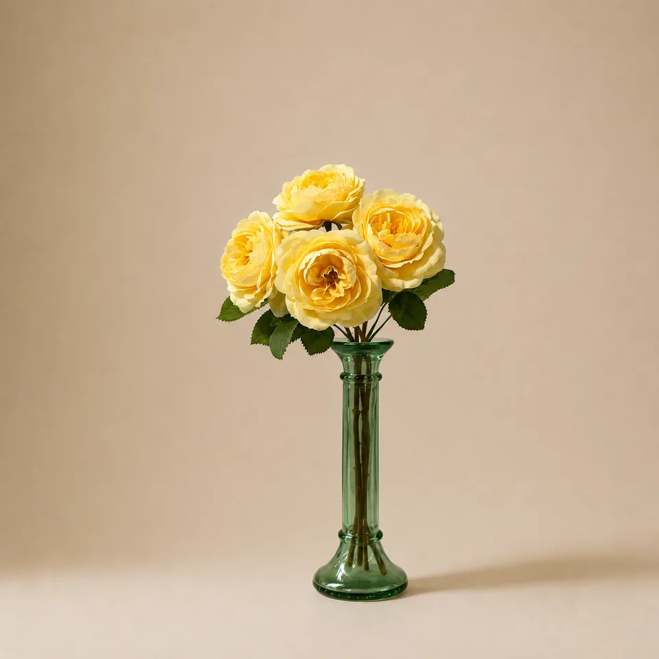 Sia Bouquets Artificiels bouquet roses jaunes 4 tiges 33 cm