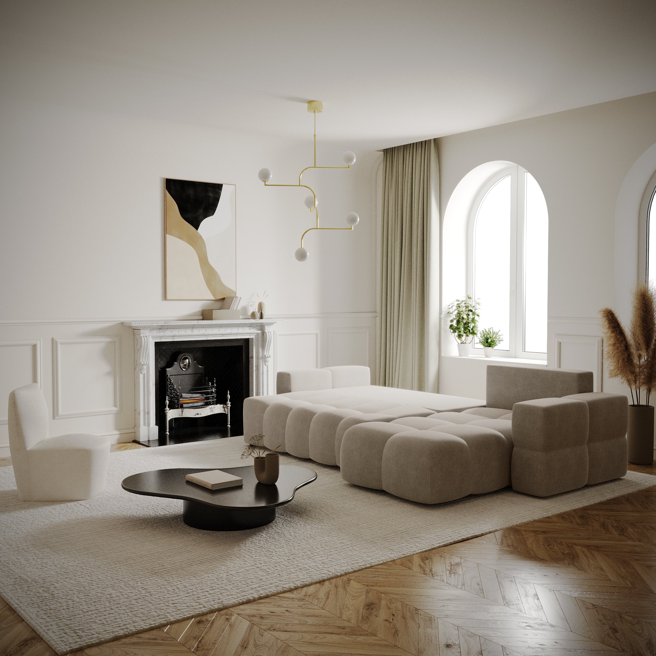 Sia Home Gabriel canapé angle gauche convertible taupe
