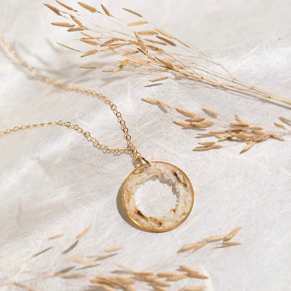 Flowrette Alba bague fleurs séchées dorée ajustable