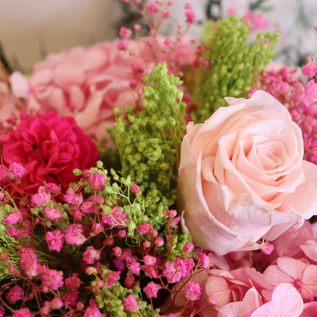 Ateliers Ouchamp Rue Larose bouquet stabilisé 40 cm rose