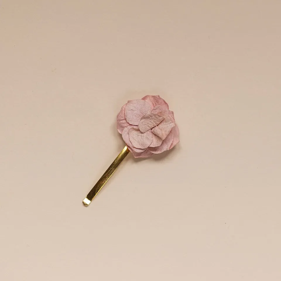Flowrette Trio barrettes fleurs papier rose hortensia poudré