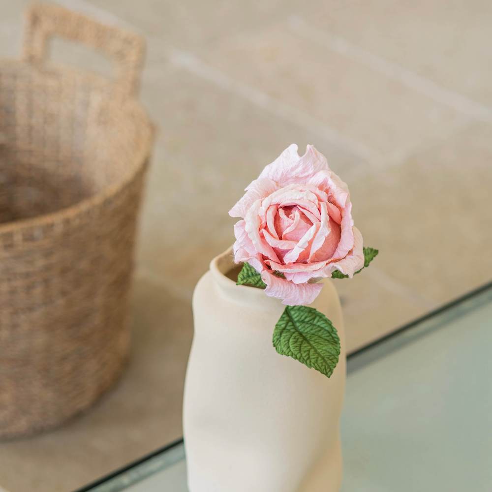 Flowrette Fleurs en papier Grande Rose Lady rose pâle x1 éternelle