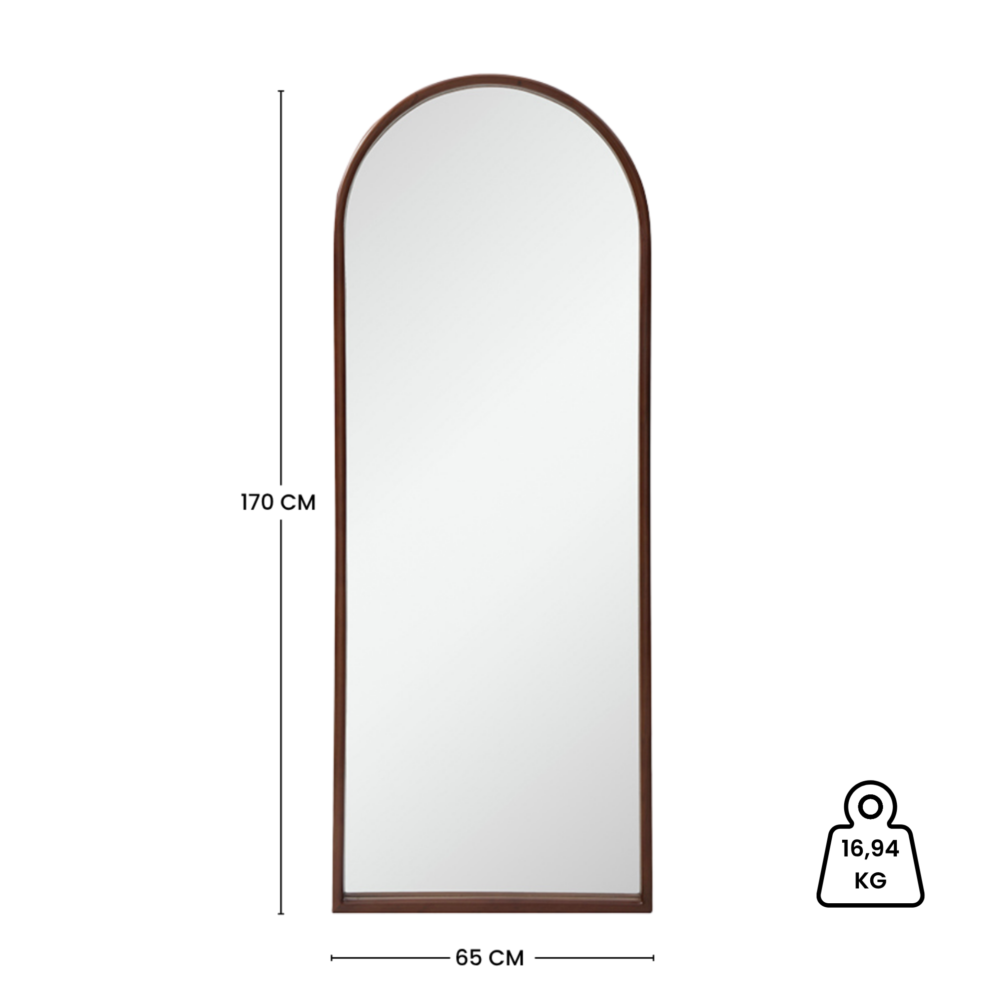Sia Home Melin miroir arche marron 65x170 cm