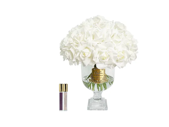 Côte Noire Versailles VRB11 bouquet 31 roses blanches vase or