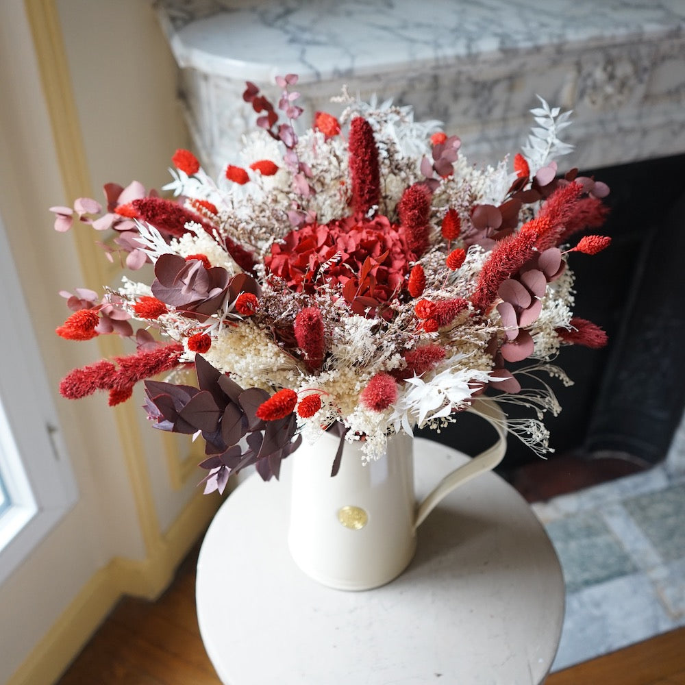 Flowrette Bel Amour bouquet séché rouge taille M