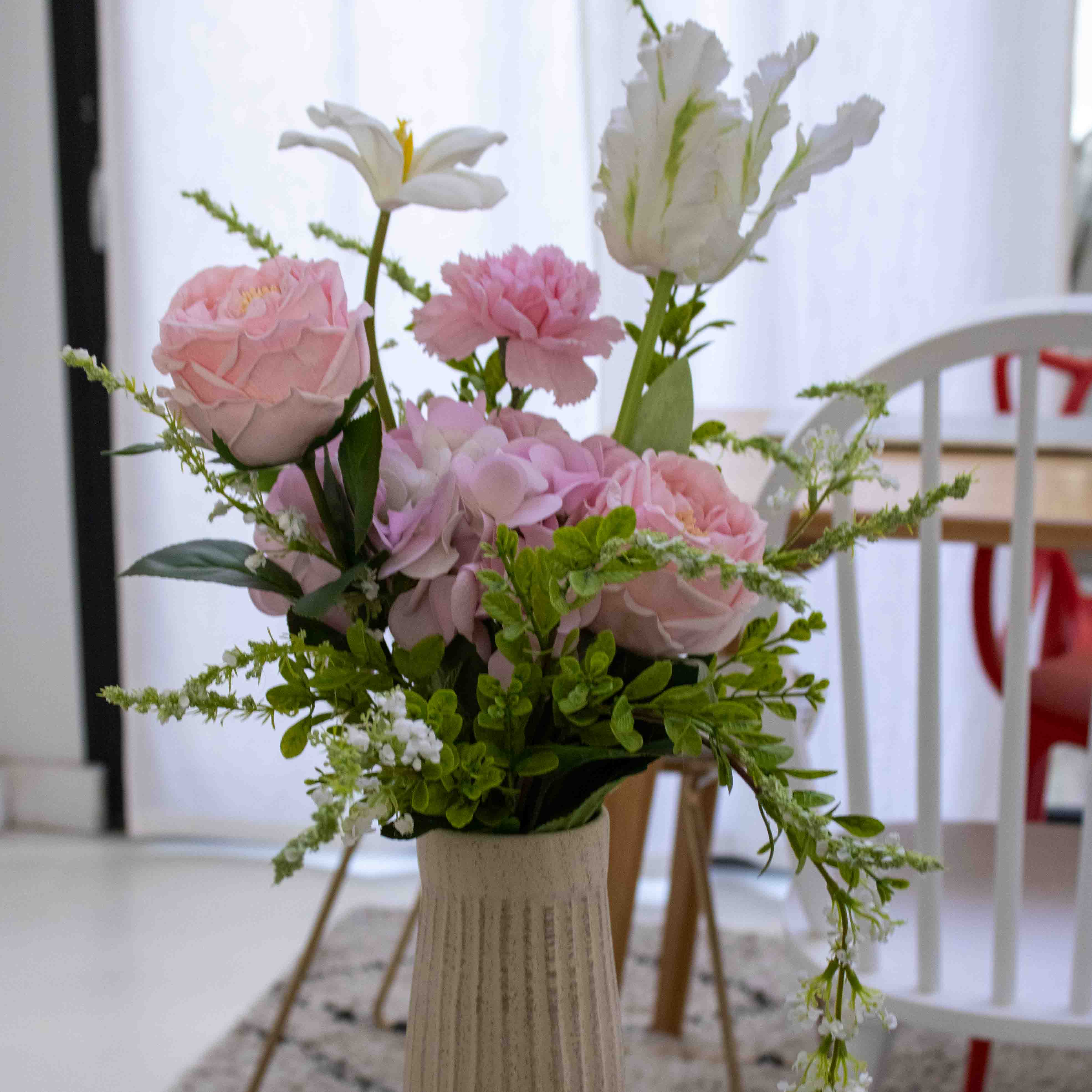 Flowrette Catherine Bouquet Fleurs Artificielles rose poudré