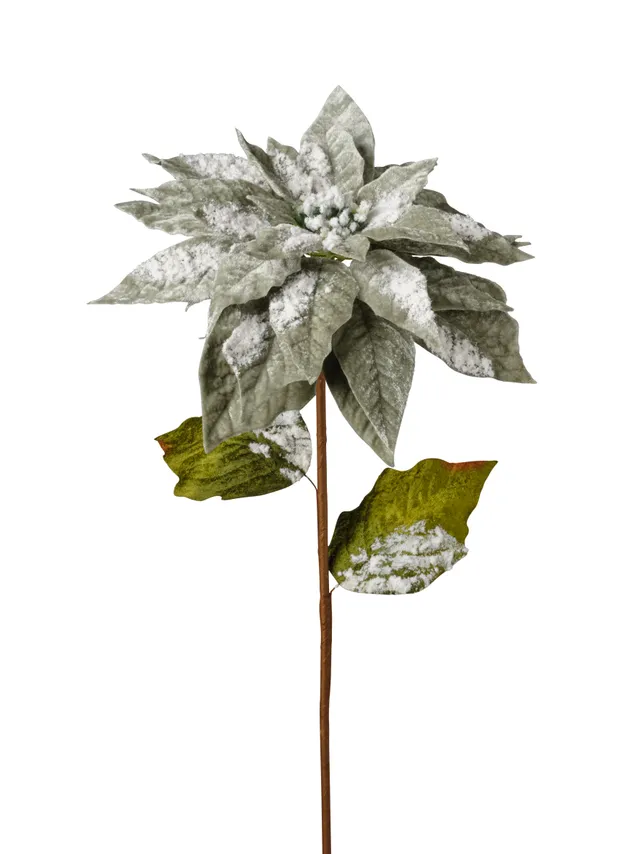 Feuillazur Rungis Produits de saison Tige poinsettia fleur artificielle vert Noël