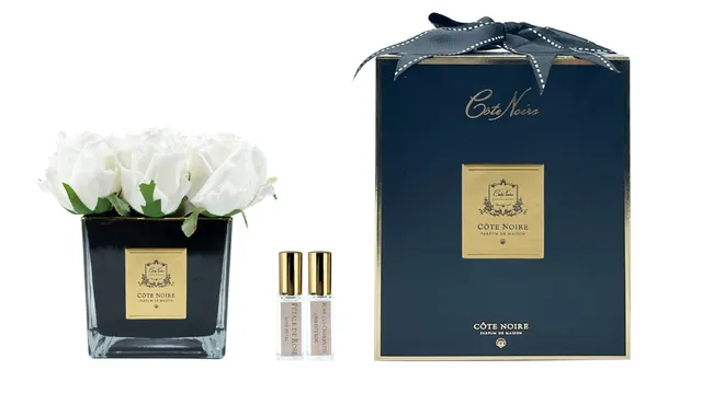 Côte Noire Couture SVB901 9 boutons roses ivoire carré noir