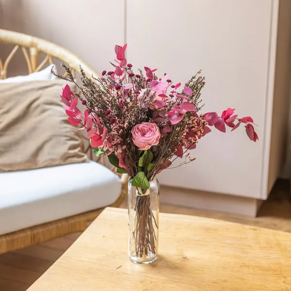 Flowrette Batignolles bouquet fleurs stabilisées rose