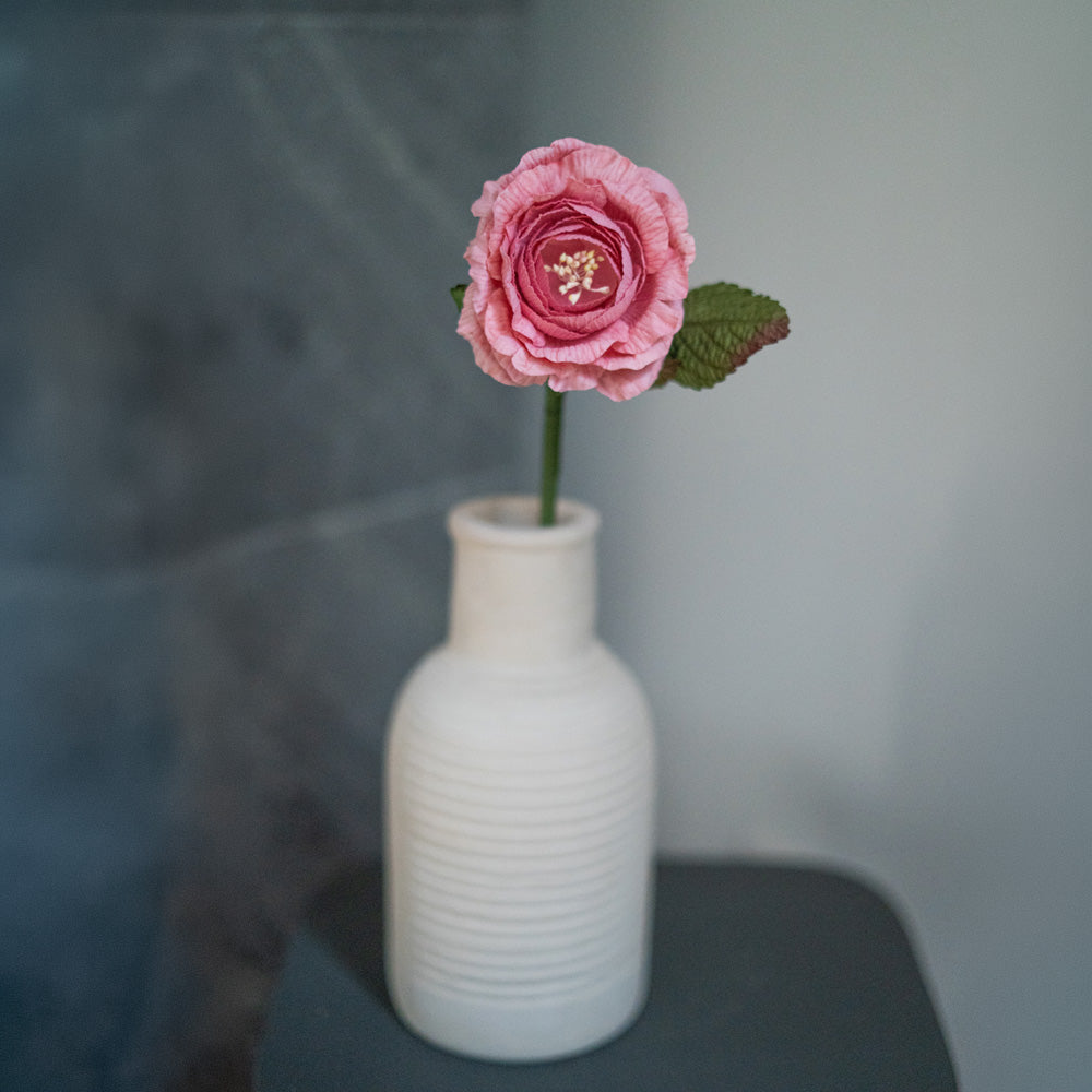Flowrette Rose anglaise fleur papier rose tendre x1