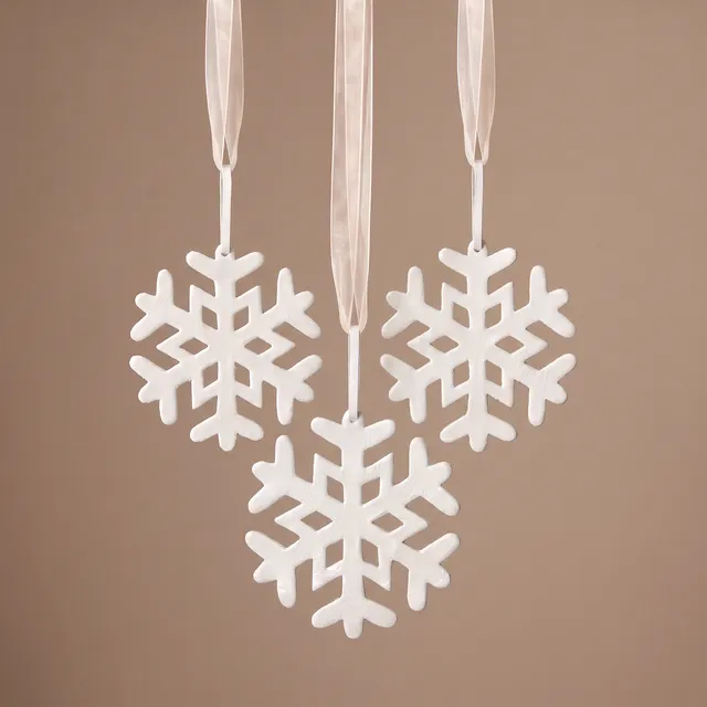 Sia Home Flocon 13 cm suspension Noël cuir blanc violet