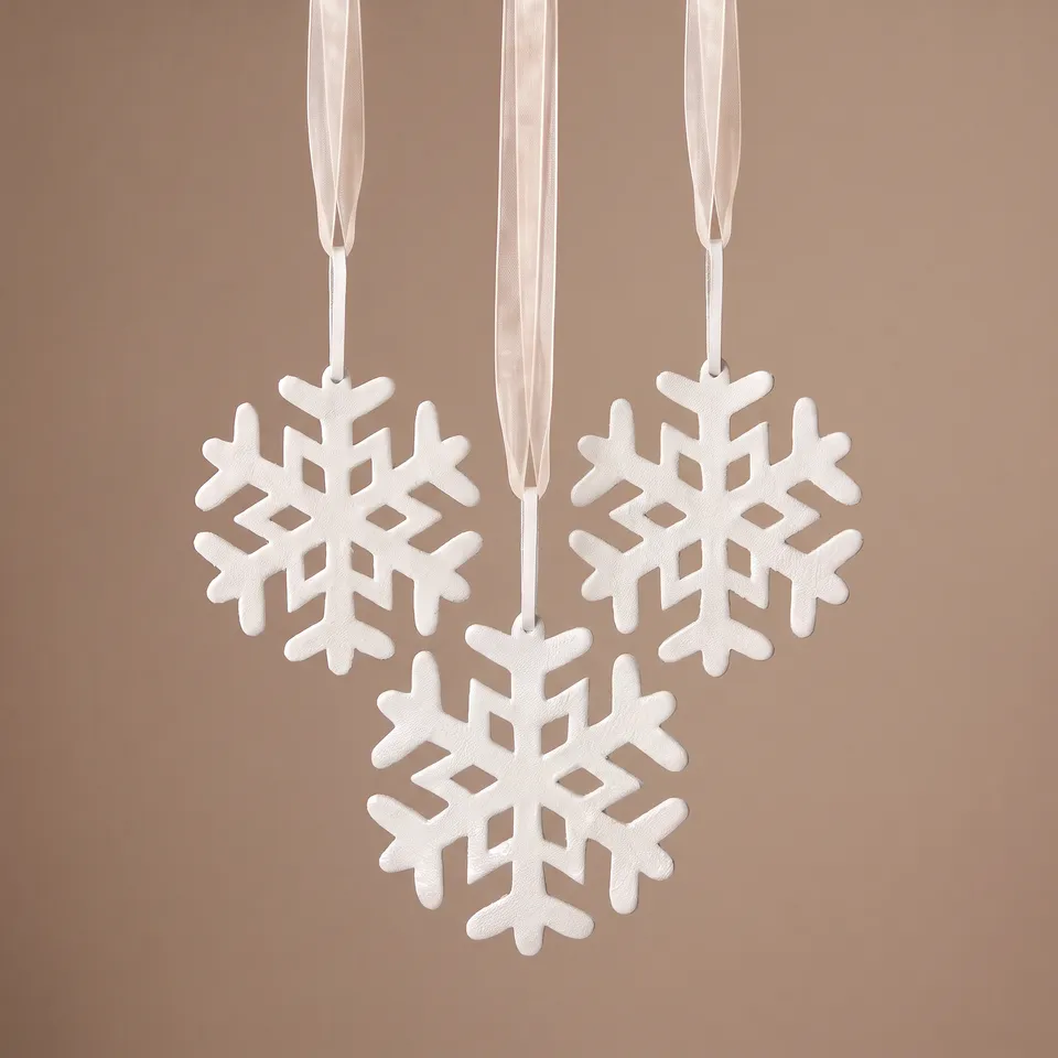 Sia Home Flocon 13 cm suspension Noël cuir blanc violet
