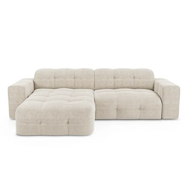 Sia Home Mael canapé angle gauche crème 5 places arrondi
