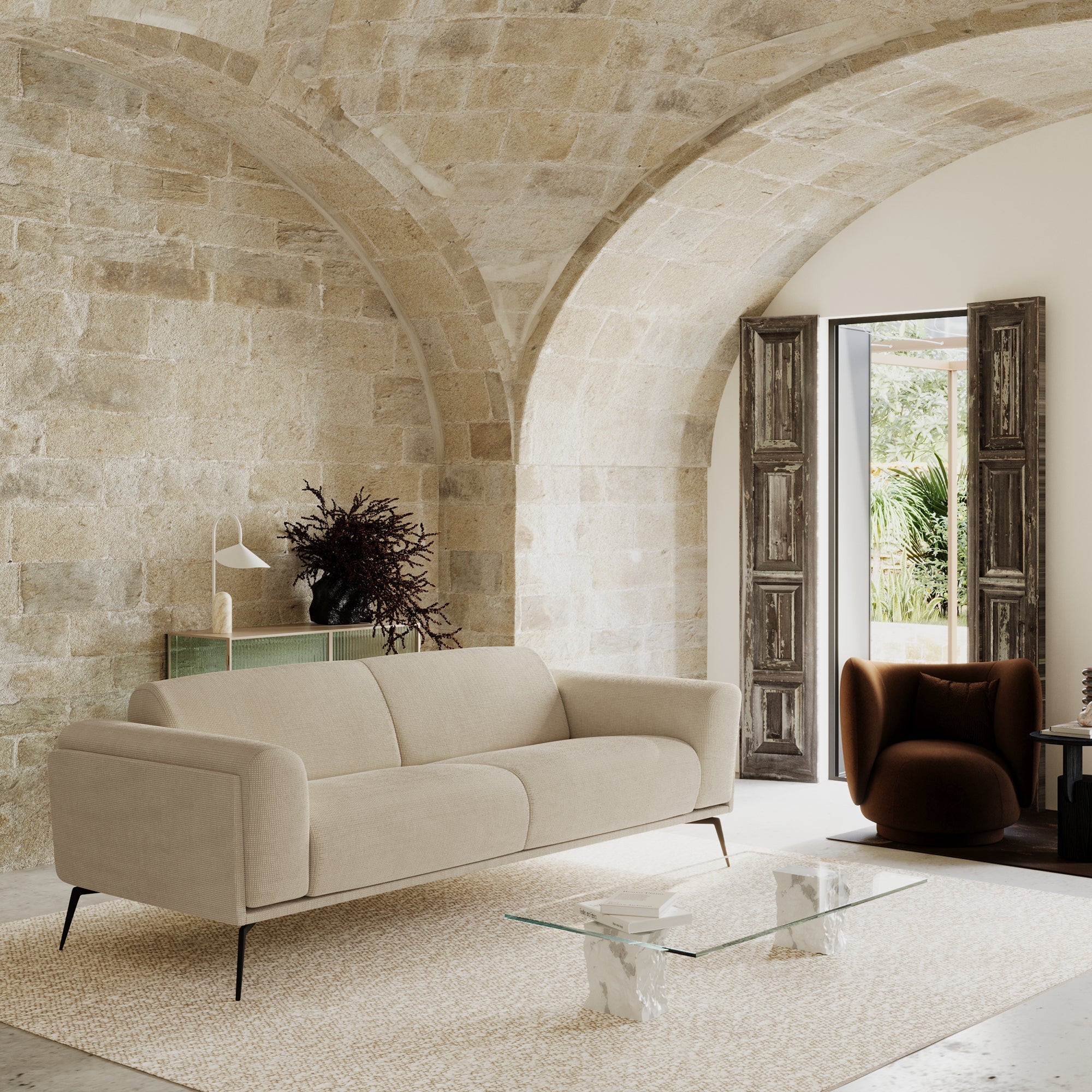 Sia Home Swann Canapé panoramique beige 5 places
