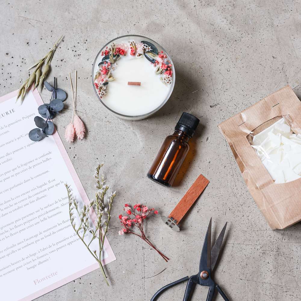 Flowrette Hector kit DIY bougie fleurie coton cire de soja