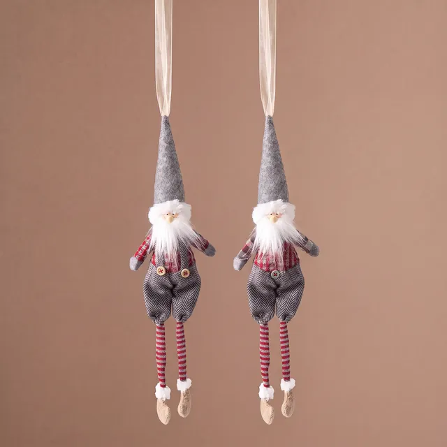 Sia Olaf Set 2 Suspensions Pères Noël Rouge Gris 28 cm