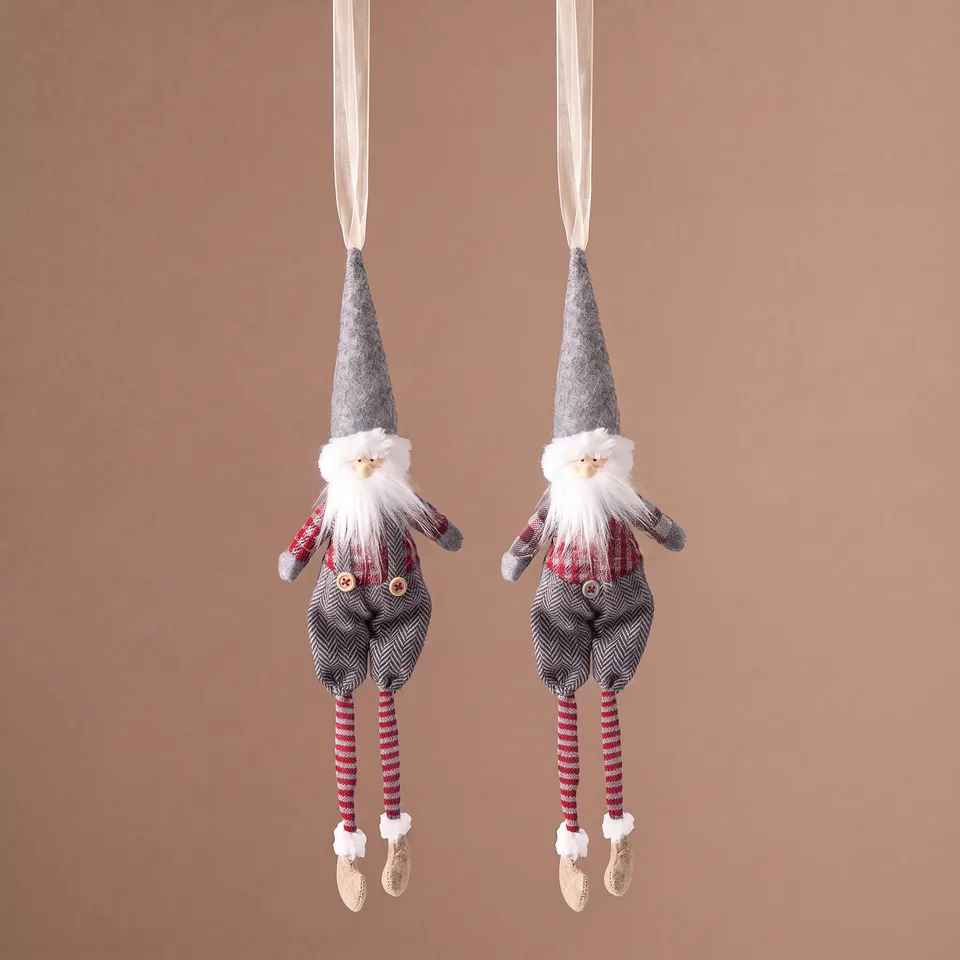 Sia Olaf Set 2 Suspensions Pères Noël Rouge Gris 28 cm