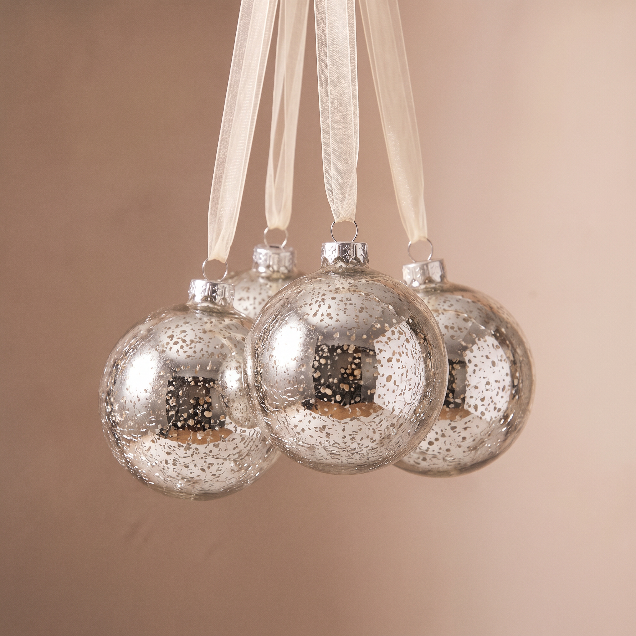Sia Home Boules de Noël mercurisées argenté coffret 4