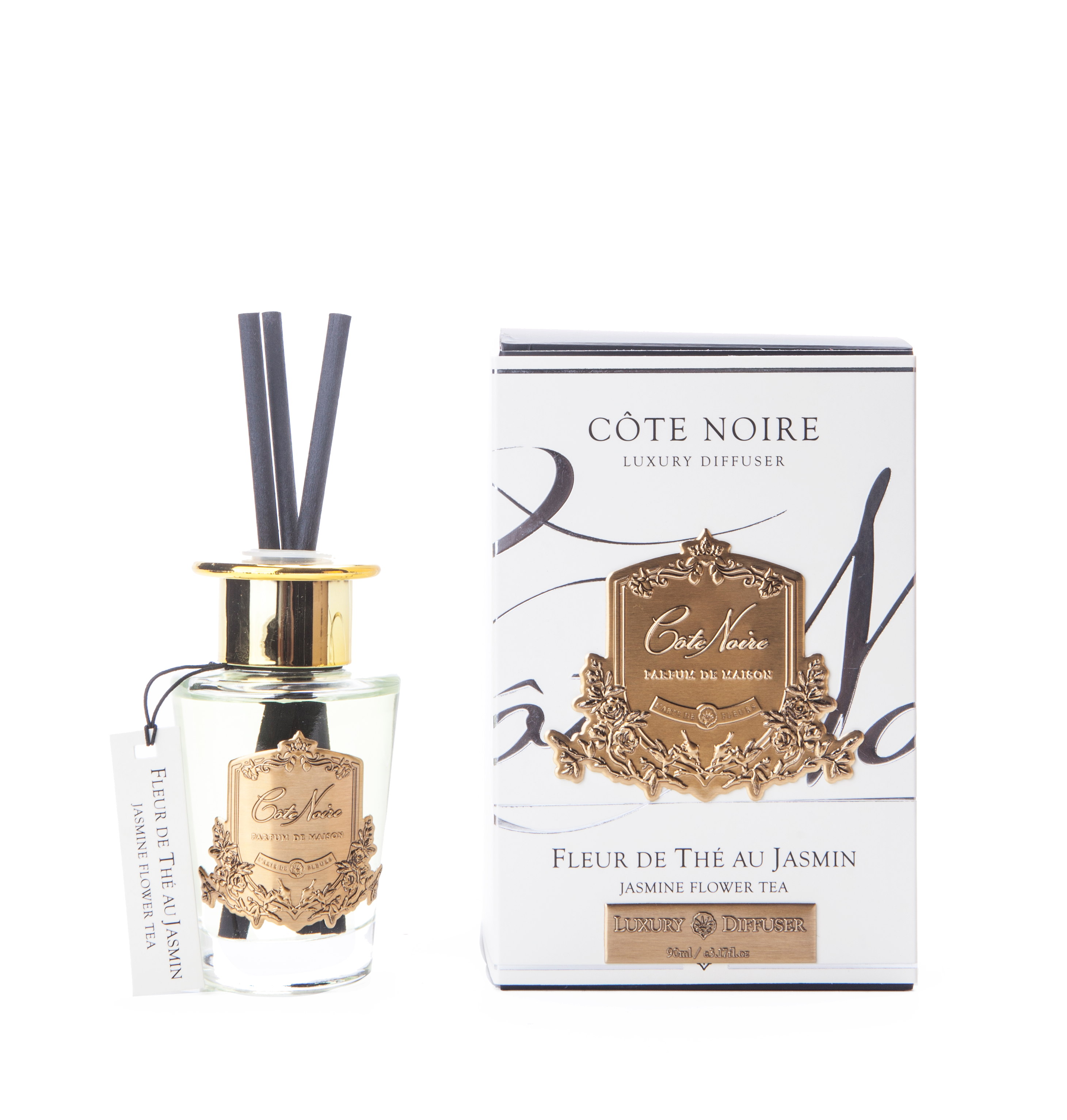 Côte Noire Diffusers fleur de thé jasmin diffuseur 90ml gold
