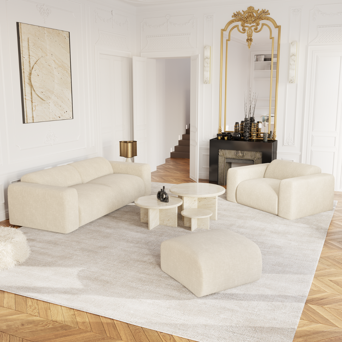 Sia Home Myra canapé crème assise arrondie