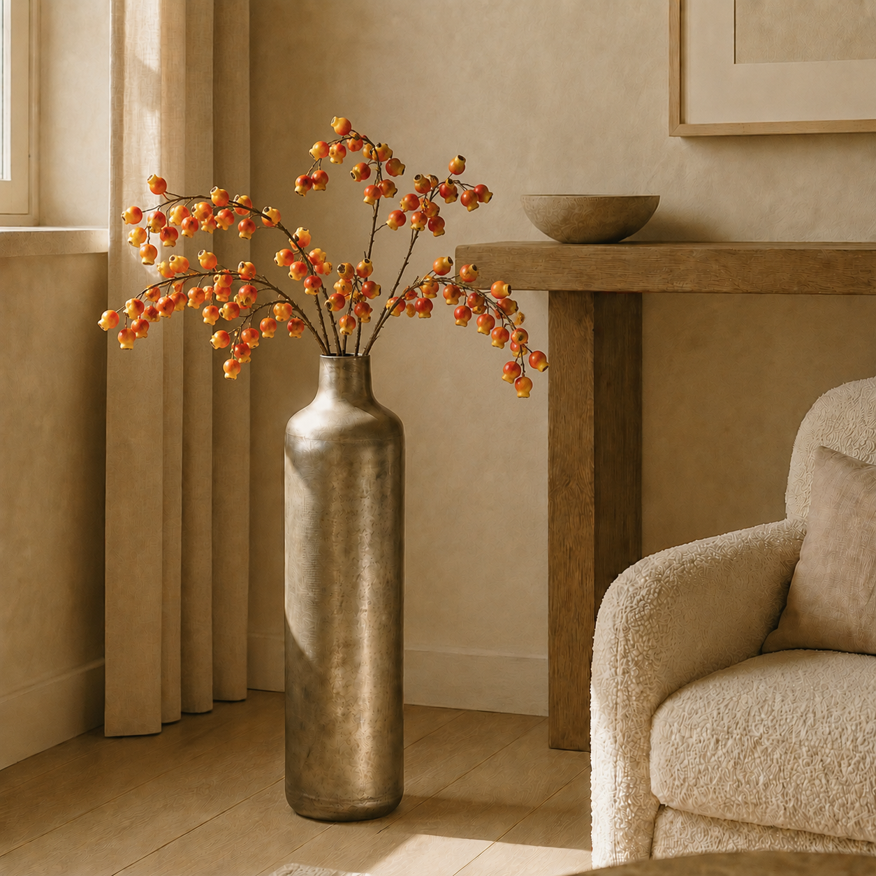 Sia Home Églantier branche artificielle 90 cm orange