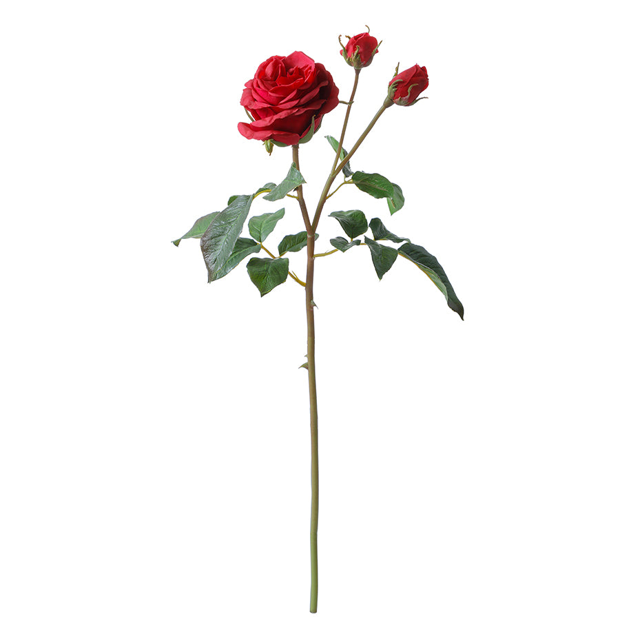 Sia Home Premium tige rose artificielle rouge 55cm ouverte