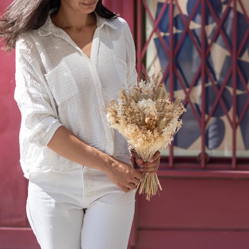Flowrette Côme Bouquet fleurs séchées taille M beige naturel