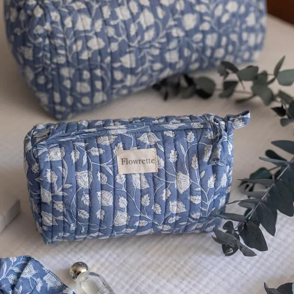 Flowrette Jodhpur trousse de toilette coton bleu fleurs block print