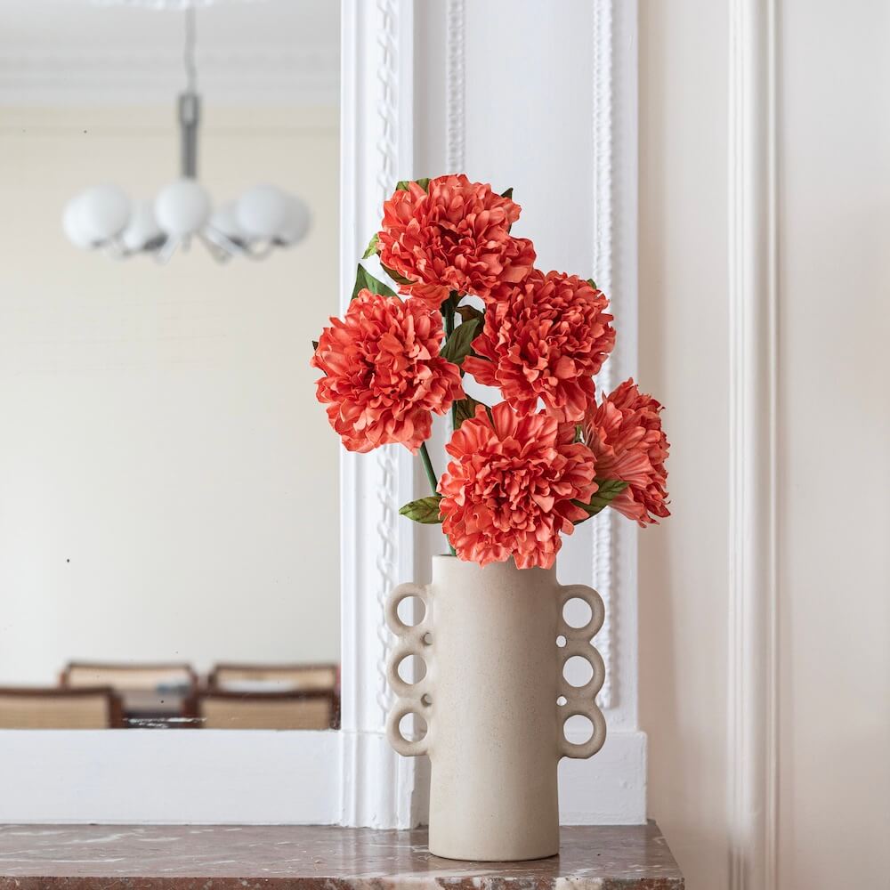 Flowrette Dahlia en papier grenade fleur tige x1 sans entretien