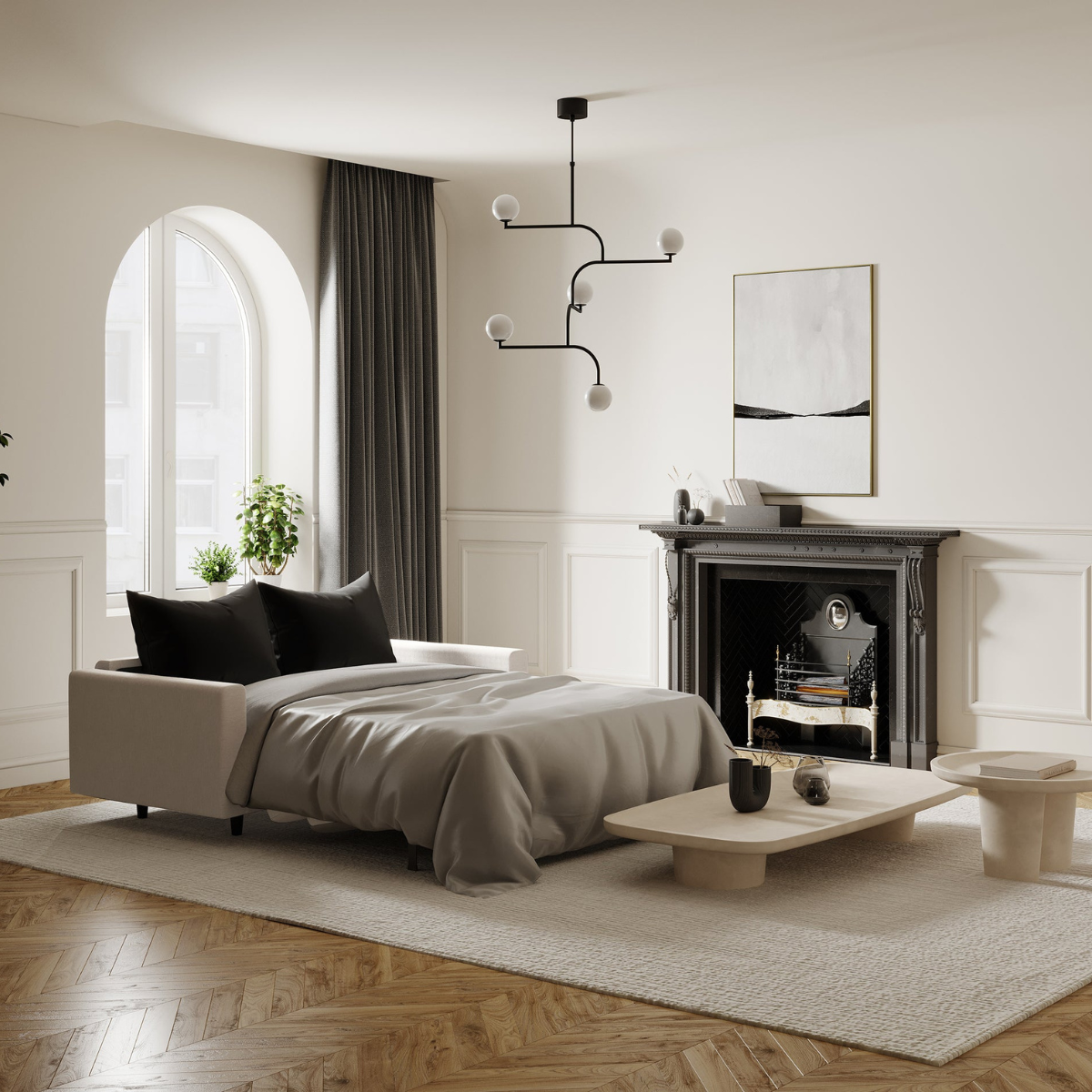 Sia Home Hailie-Jade canapé convertible beige 160 cm