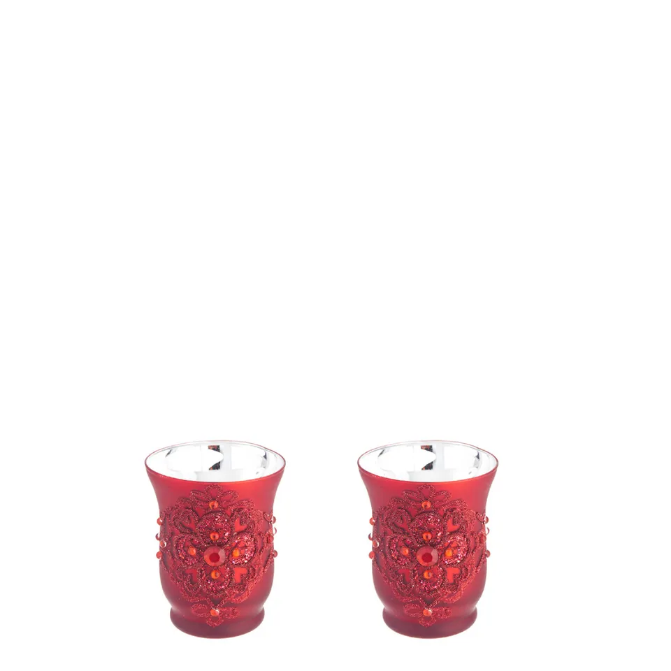 Sia Home Lys photophore verre rouge lot 2