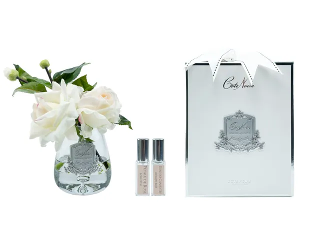 Côte Noire Tea Rose TR02 bouquet blush vase clair