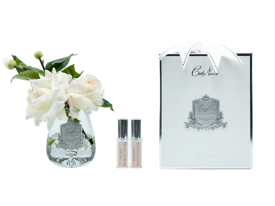 Côte Noire Tea Rose TR02 bouquet blush vase clair